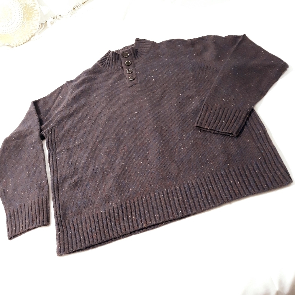 Johnston & Murphy Brown Button-Up Sweater Wool Blend Sweater Size Large